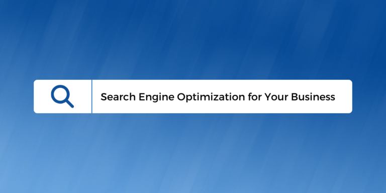 Blue Gradient Background with Search Icon Search Engine Optimization for Your Business LinkedIn Article Cover Image (1200 x 600 px)